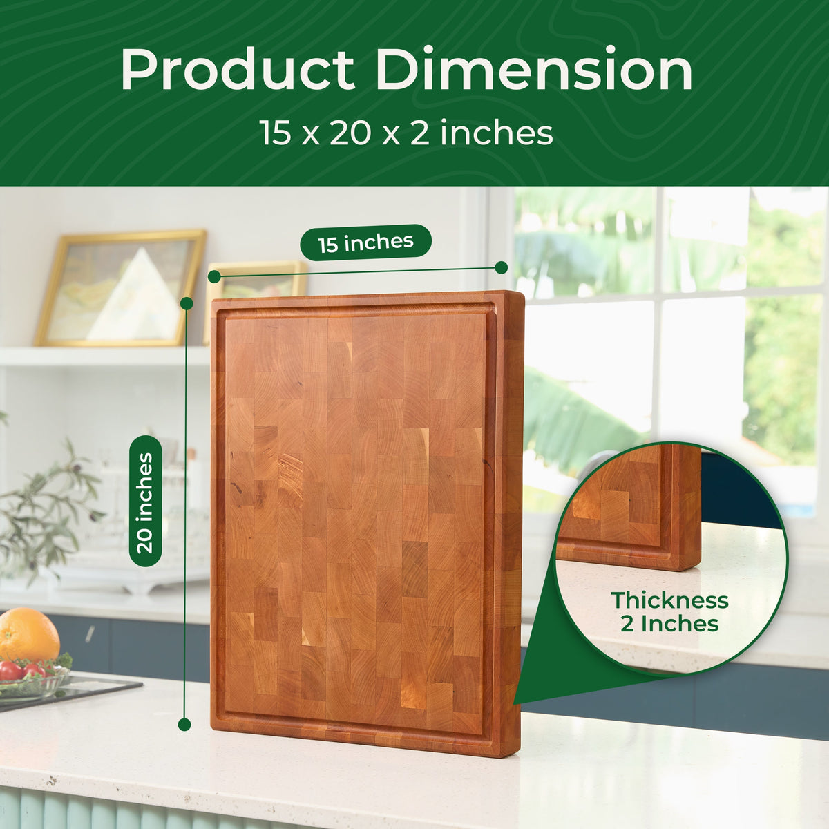 Cherry Wood End Grain Cutting Board 20"x15"x2"