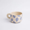 Hand Painted Ceramic Mug in Leaf Blue