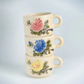 Hand Painted Ceramic Mug in Cobalt Peony
